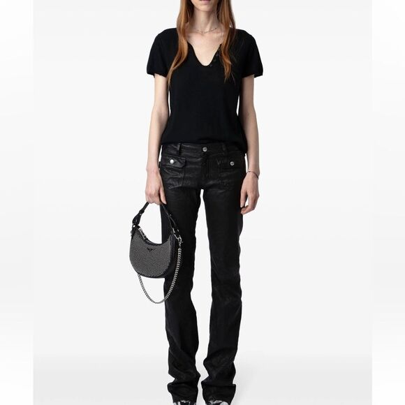 $298 Zadig&Voltaire Celsy cashmere top NWOT LARGE - Picture 1 of 9
